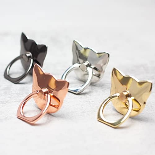 [2 חבילות] חתול מבריק טלפון סלולרי טבעת מחזיק מעמד, 360 תואר סיבוב אצבע טבעת רגלית עם מלוטש מתכת